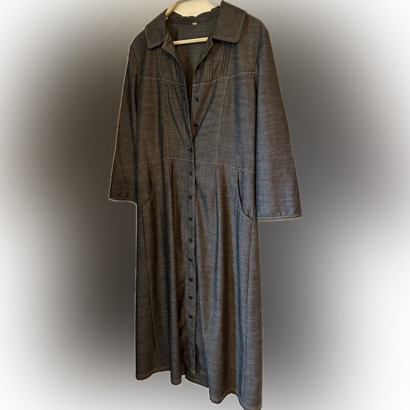 Vintage 1940s 1950s Button Down Denim Vibe Chambray Dress Size Large - Picture 6 of 7